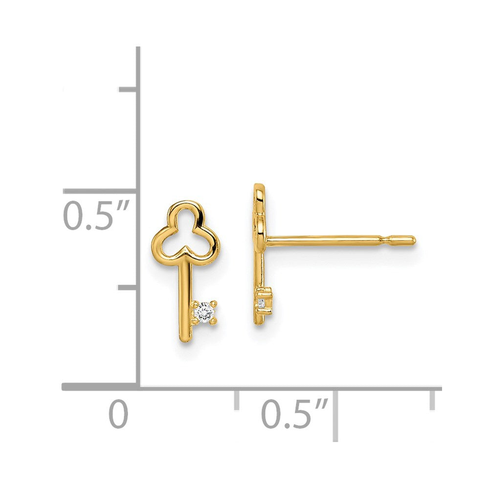 Pixie Bear 14k Madi K CZ Key Post Earrings