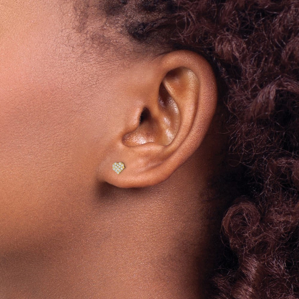 Wiggle Joy 14k Madi K CZ Heart Post Earrings