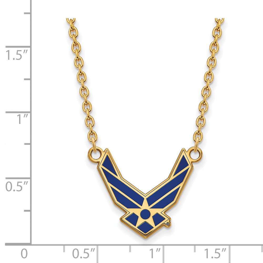 Solea Sterling Silver Gold-plated LogoArt U.S. Air Force Large Enameled Pendant 18 inch Necklace