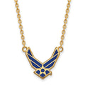 Solea Sterling Silver Gold-plated LogoArt U.S. Air Force Large Enameled Pendant 18 inch Necklace