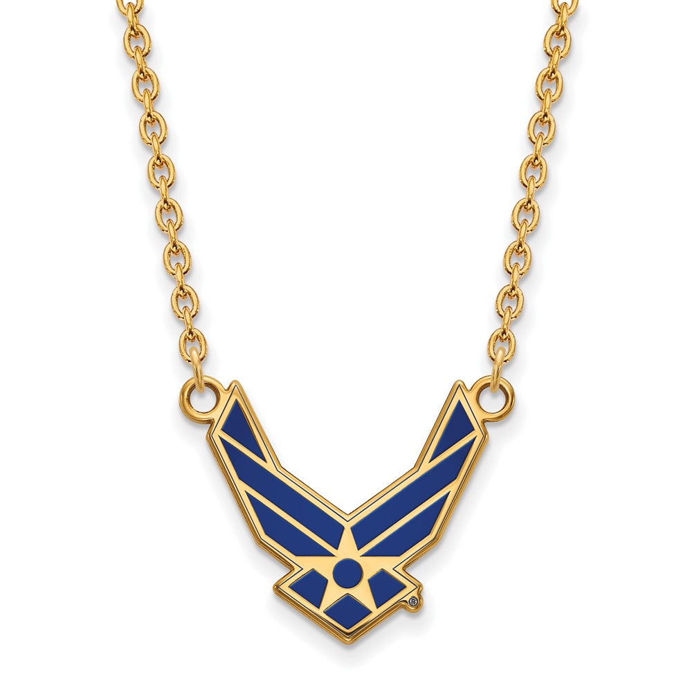 Solea Sterling Silver Gold-plated LogoArt U.S. Air Force Large Enameled Pendant 18 inch Necklace