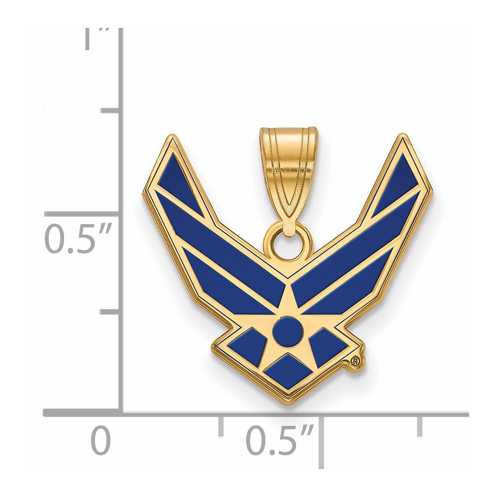 Eros Sterling Silver Gold-plated LogoArt U.S. Air Force Large Enameled Pendant