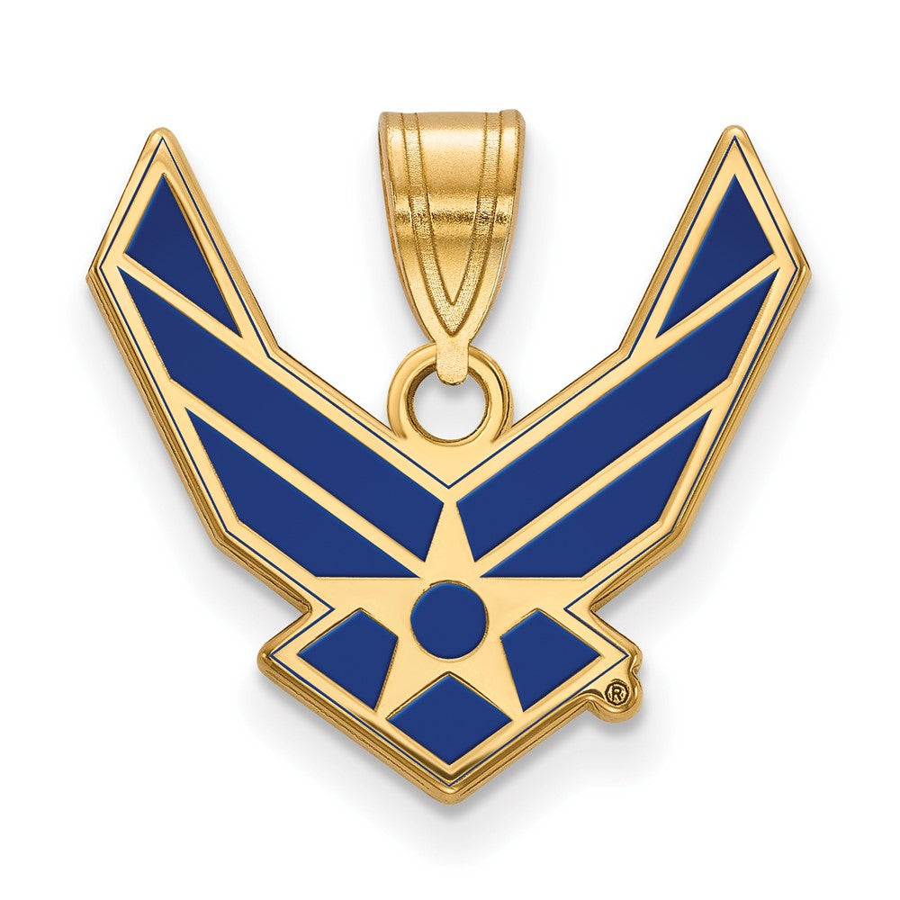 Eros Sterling Silver Gold-plated LogoArt U.S. Air Force Large Enameled Pendant