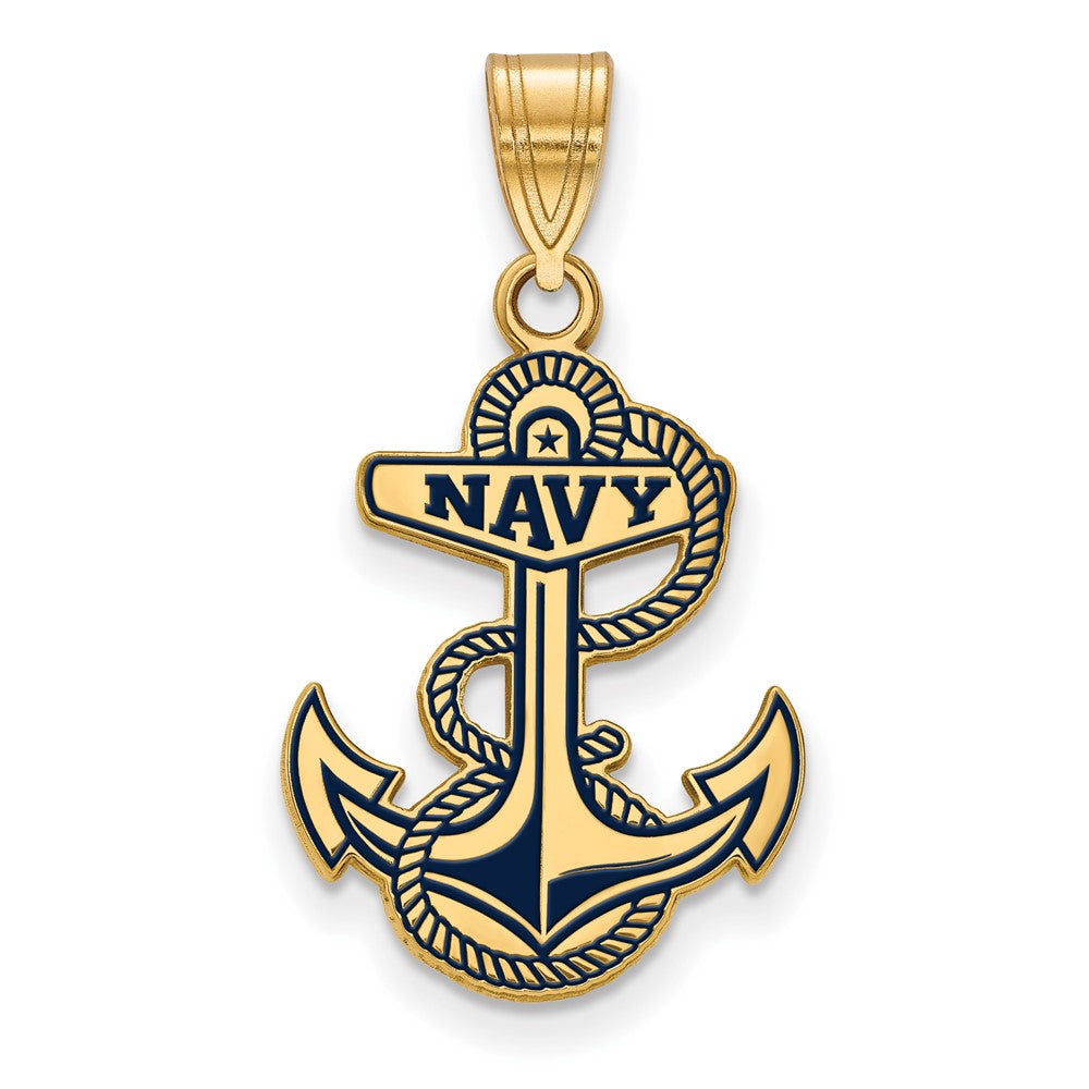 Eros Sterling Silver Gold-plated LogoArt US Naval Academy Anchor Large Enameled Pendant