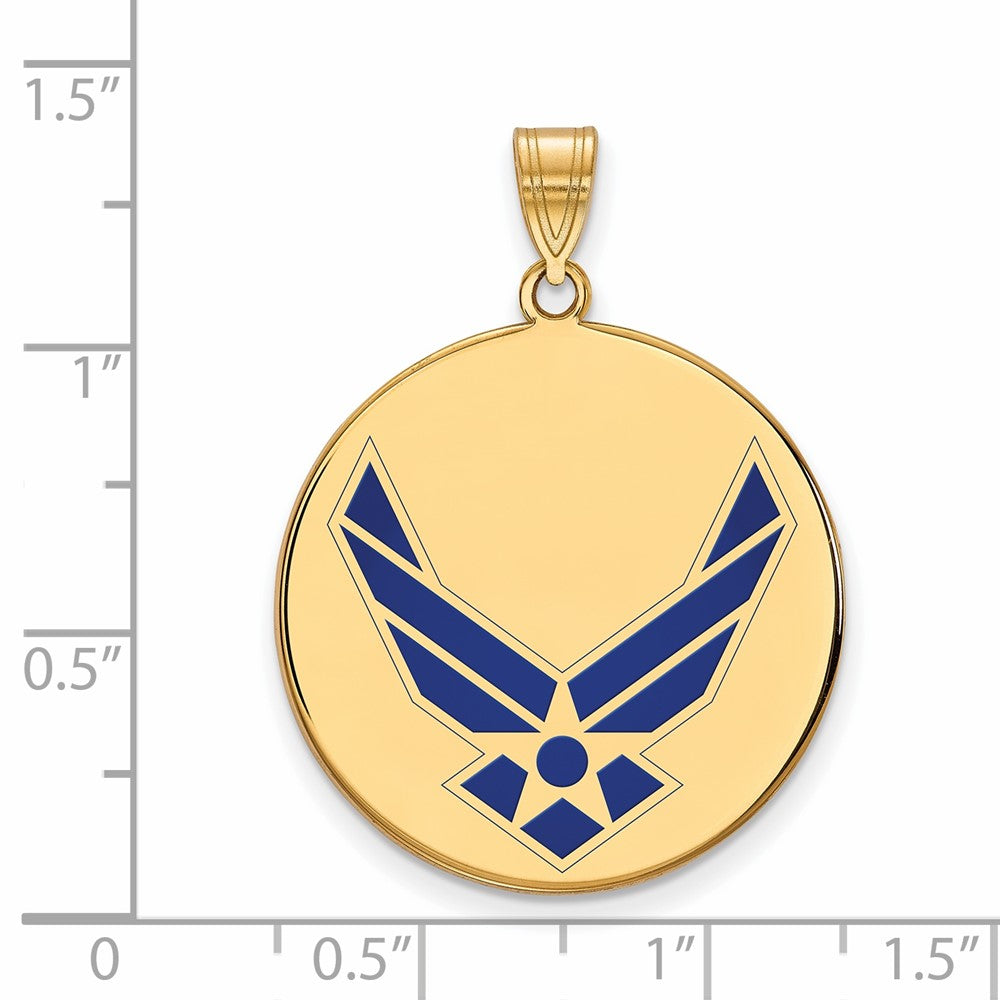 Astra Sterling Silver Gold-plated LogoArt U.S. Air Force Extra Large Enameled Disc Pendant