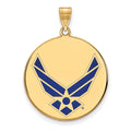 Astra Sterling Silver Gold-plated LogoArt U.S. Air Force Extra Large Enameled Disc Pendant