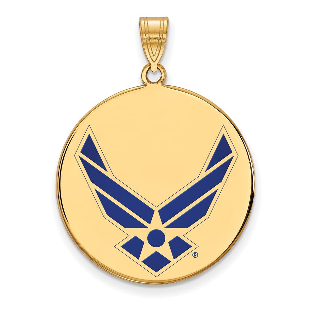Astra Sterling Silver Gold-plated LogoArt U.S. Air Force Extra Large Enameled Disc Pendant