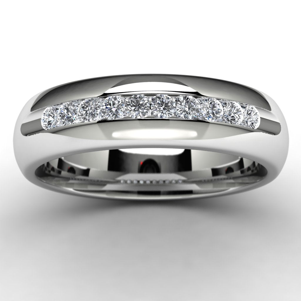 14k White Gold Diamond Wedding Band Angle View