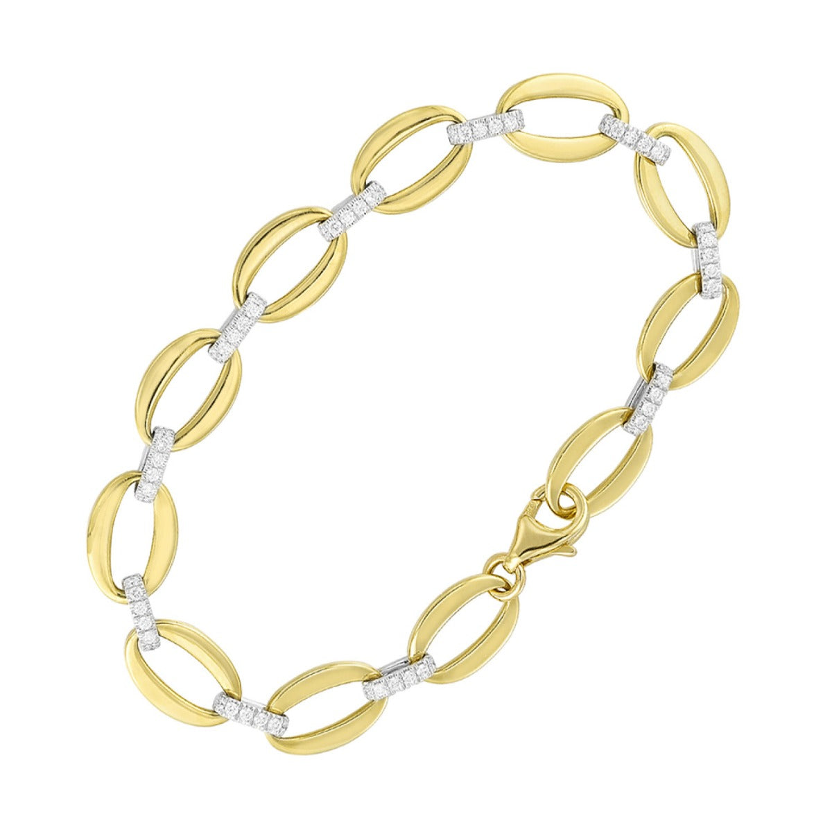 Aurelia Links 14K White & Yellow Gold Diamond Oval Link Bracelet