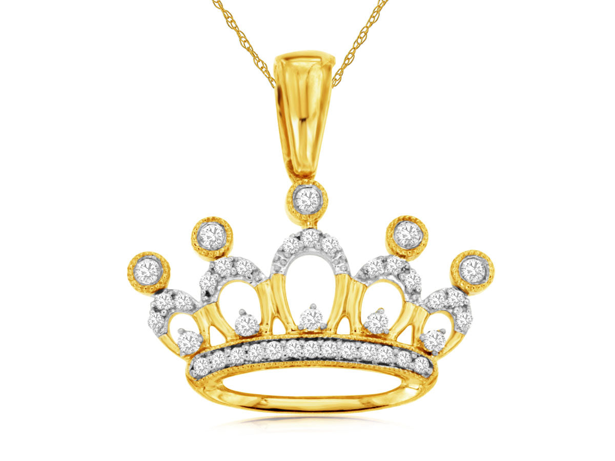 14k Yellow Gold .16ctw Diamond Princess Crown