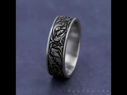 THE VINEYARD 7.5mm, Comfort fit, 14K White Gold, Vine pattern