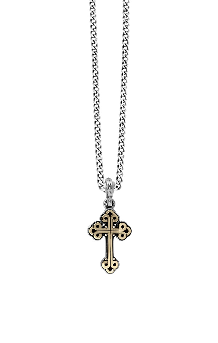 King Baby Small Alloy Traditional Cross in Silver Frame Pendant