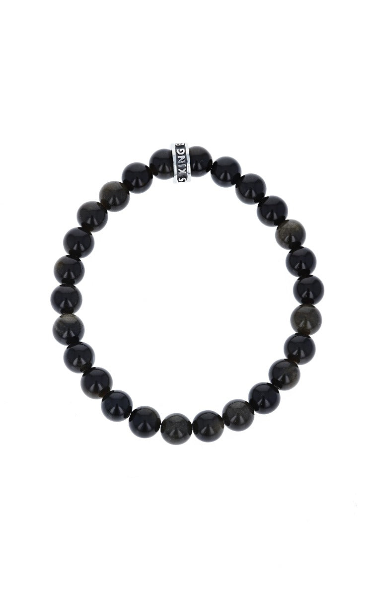 King Baby Black Obsidian Bracelet with Logo Ring