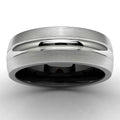White and Black Tungsten Wedding Band Angle View