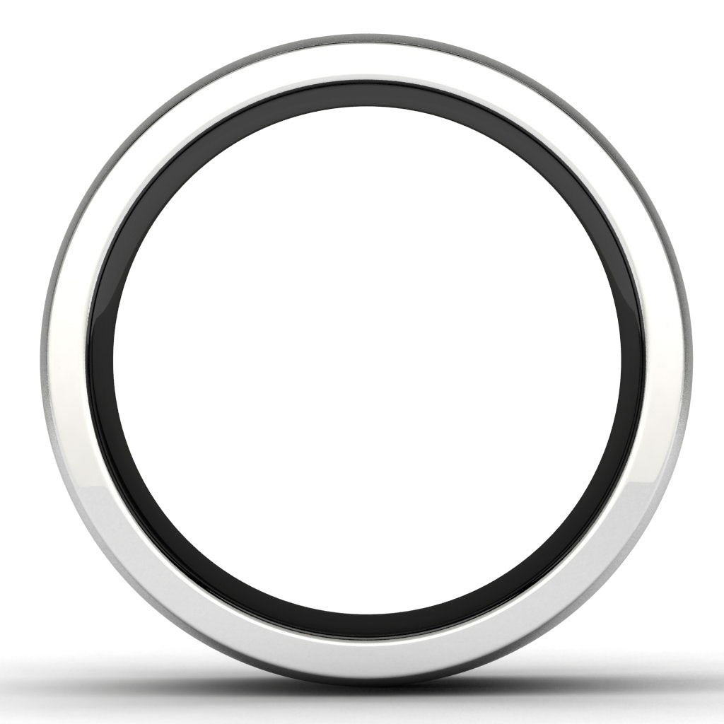 White and Black Tungsten Wedding Band Finger View