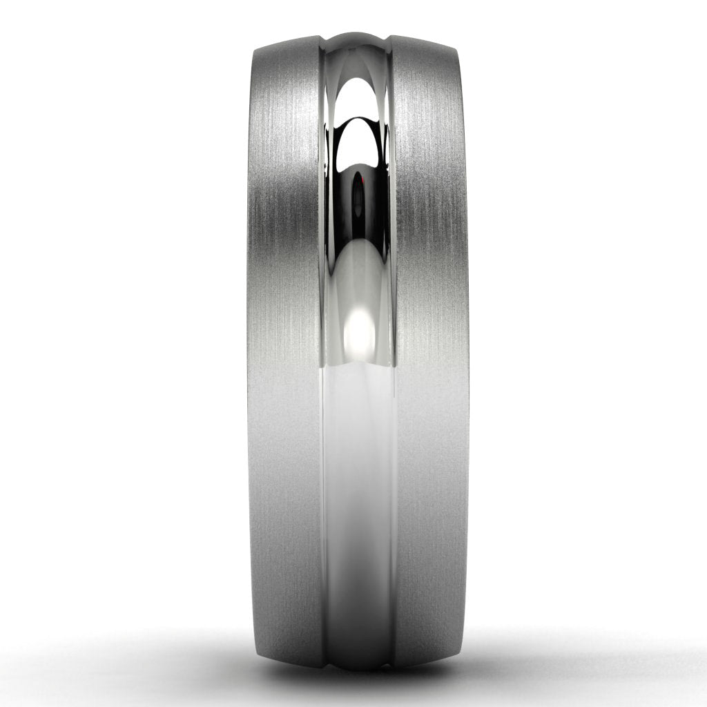 White and Black Tungsten Wedding Band Side View