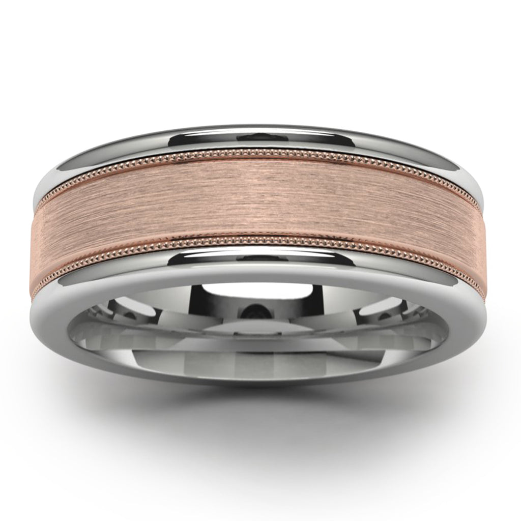 14K Rose Gold Tungsten Wedding Band Angel View