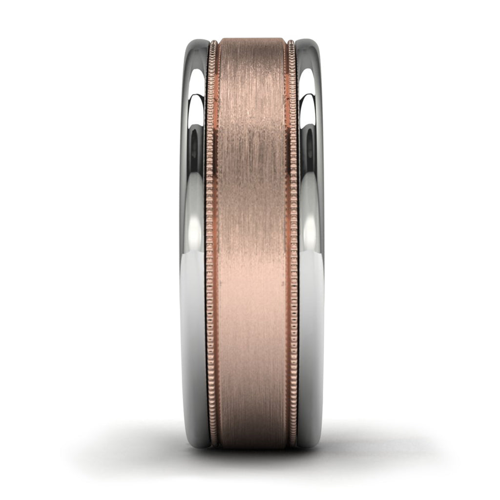 14K Rose Gold Tungsten Wedding Band Side View