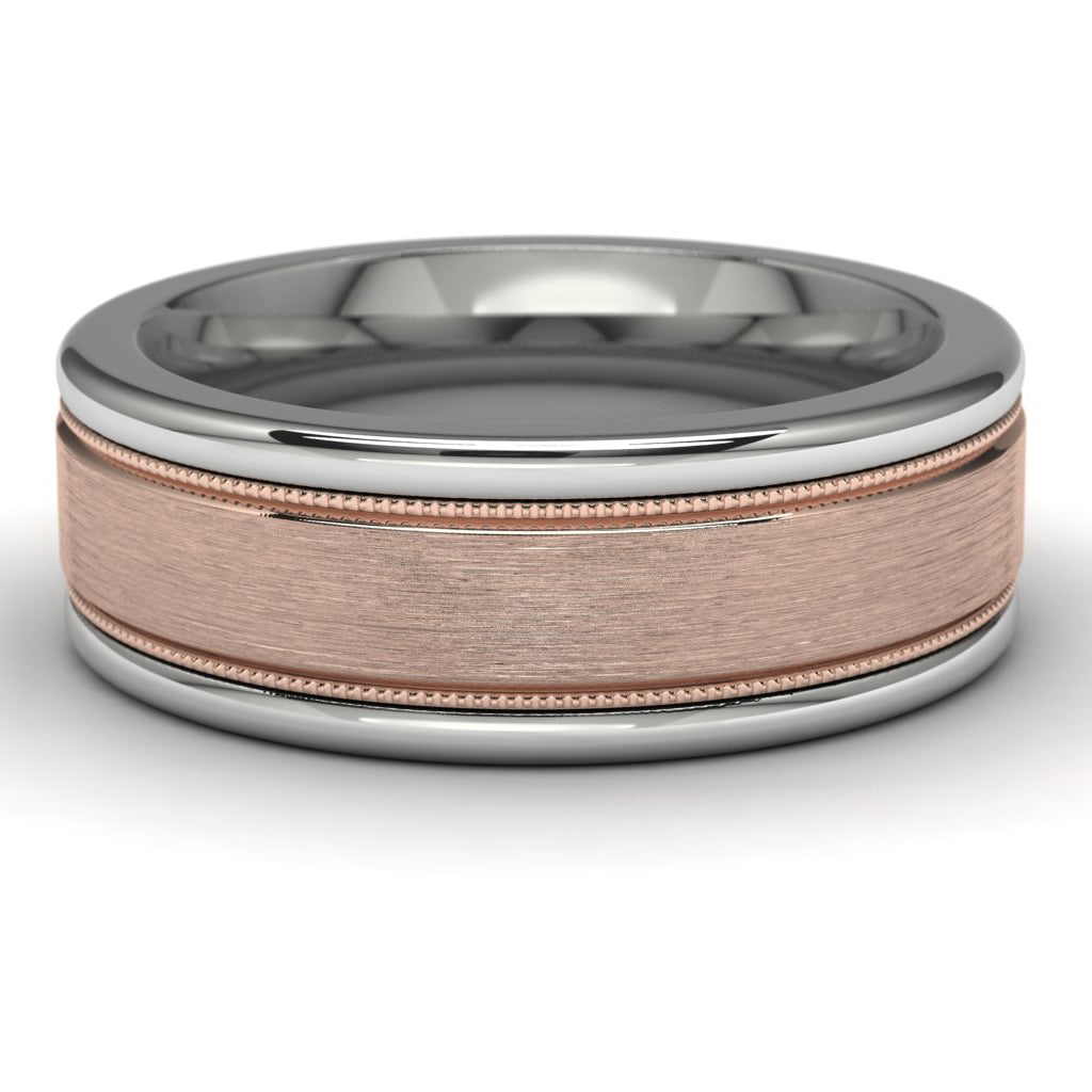 14K Rose Gold Tungsten Wedding Band Front View