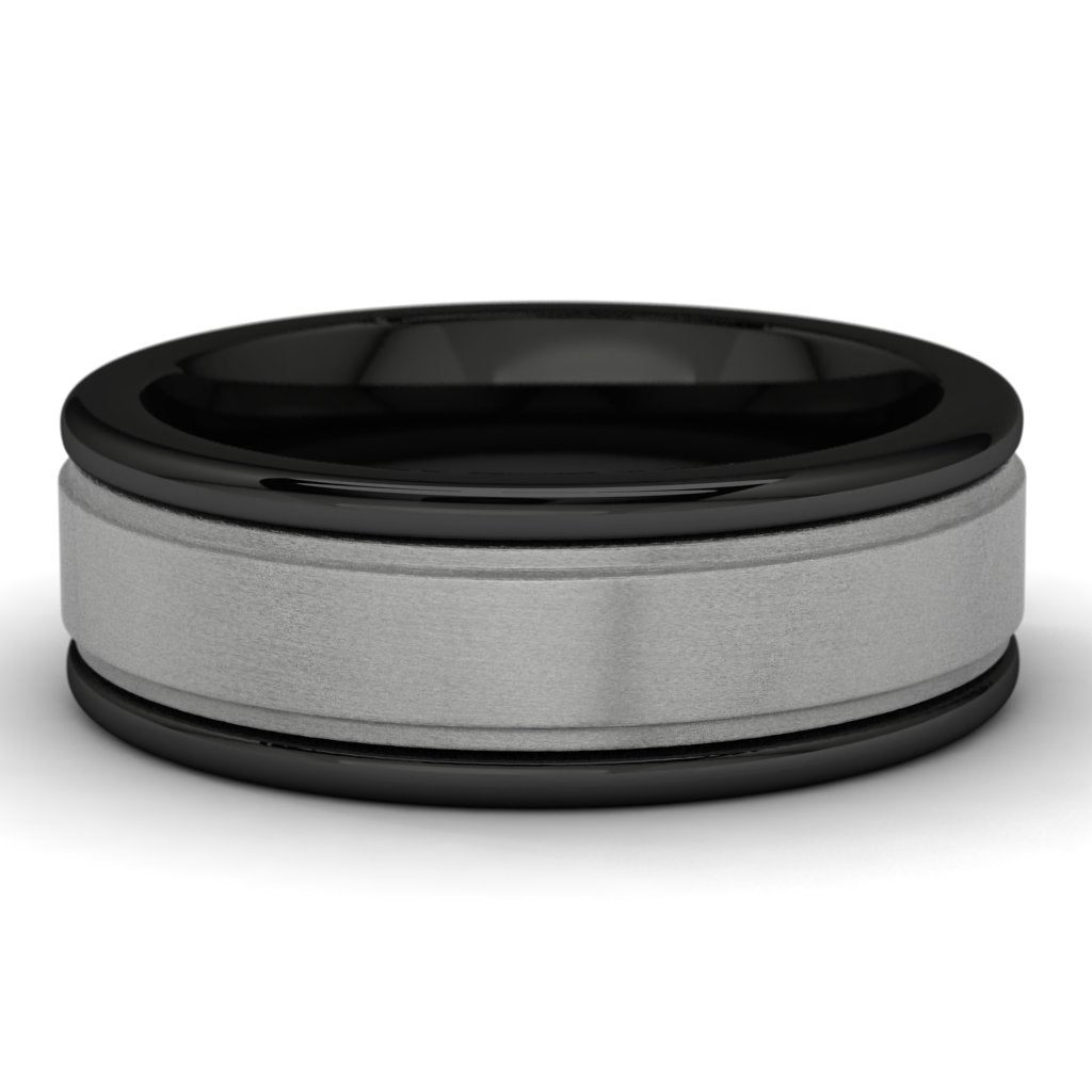 14k White Gold Tungsten Wedding Band Front View