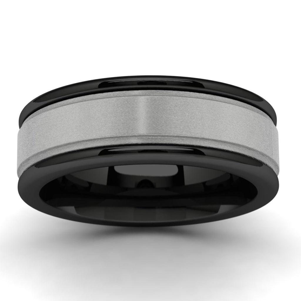 14k White Gold Tungsten Wedding Band Angle View