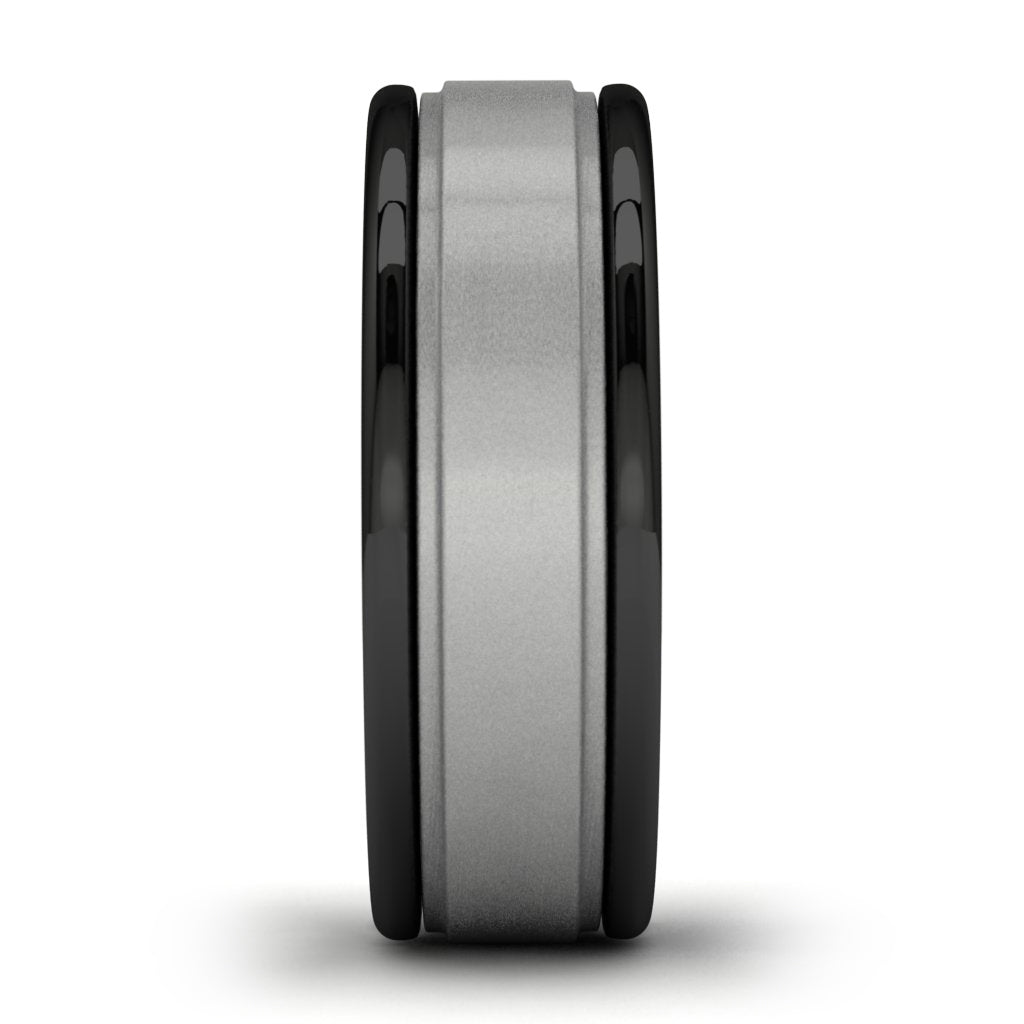 14k White Gold Tungsten Wedding Band Side View