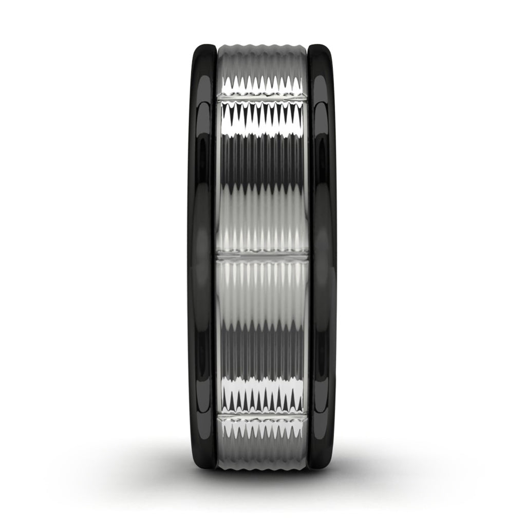 14k White Gold Tungsten Wedding Band Side View