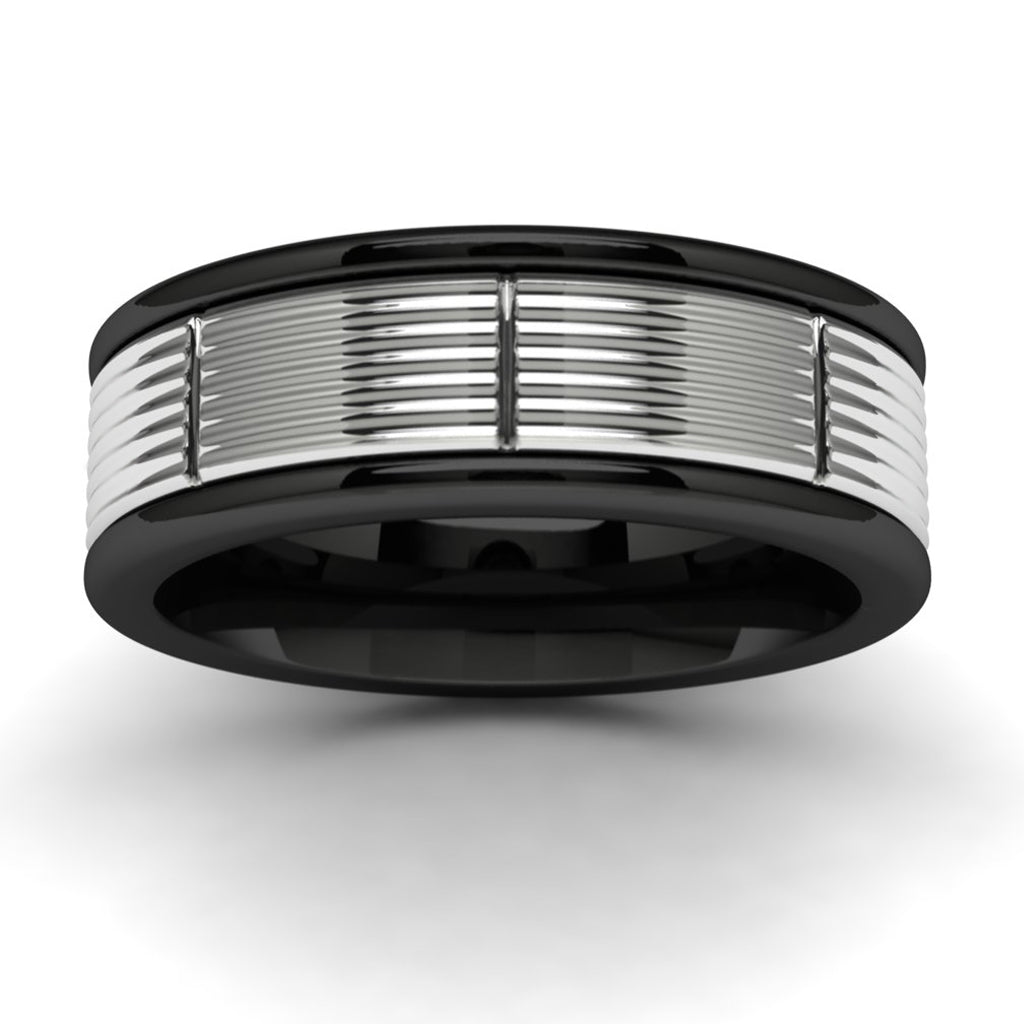 14k White Gold Tungsten Wedding Band Angle View