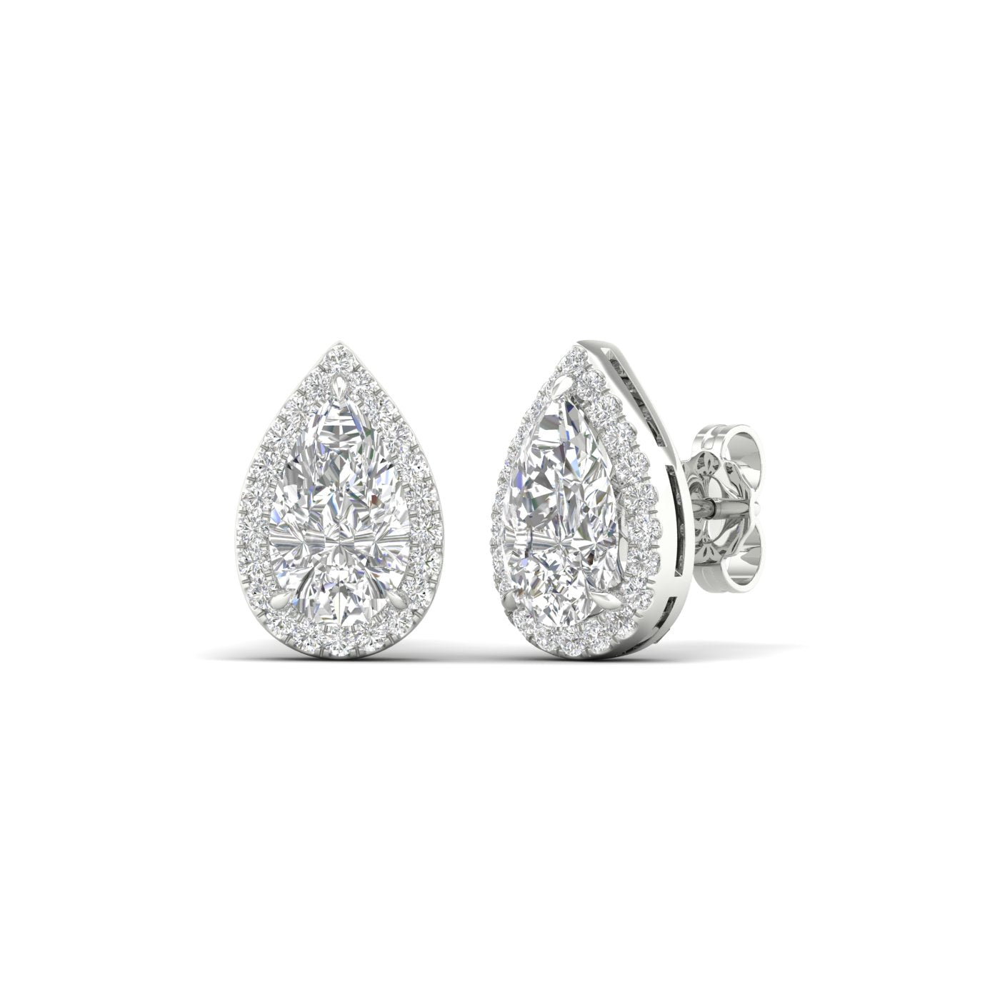 Halo Stud Earrings (Pear)