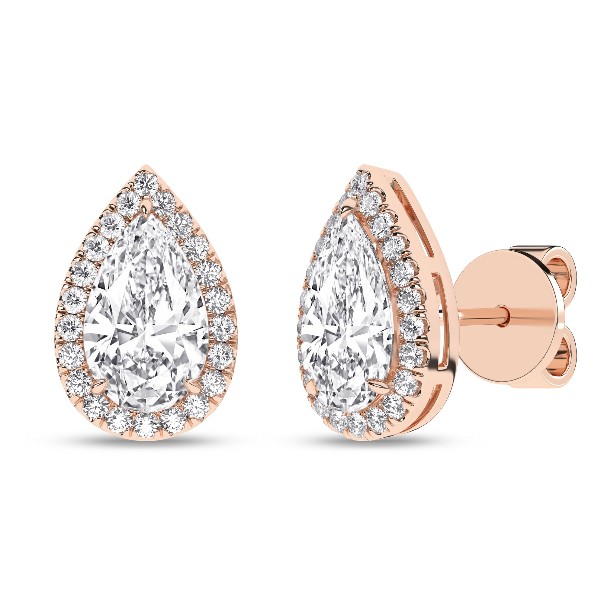 Halo Stud Earrings (Pear)