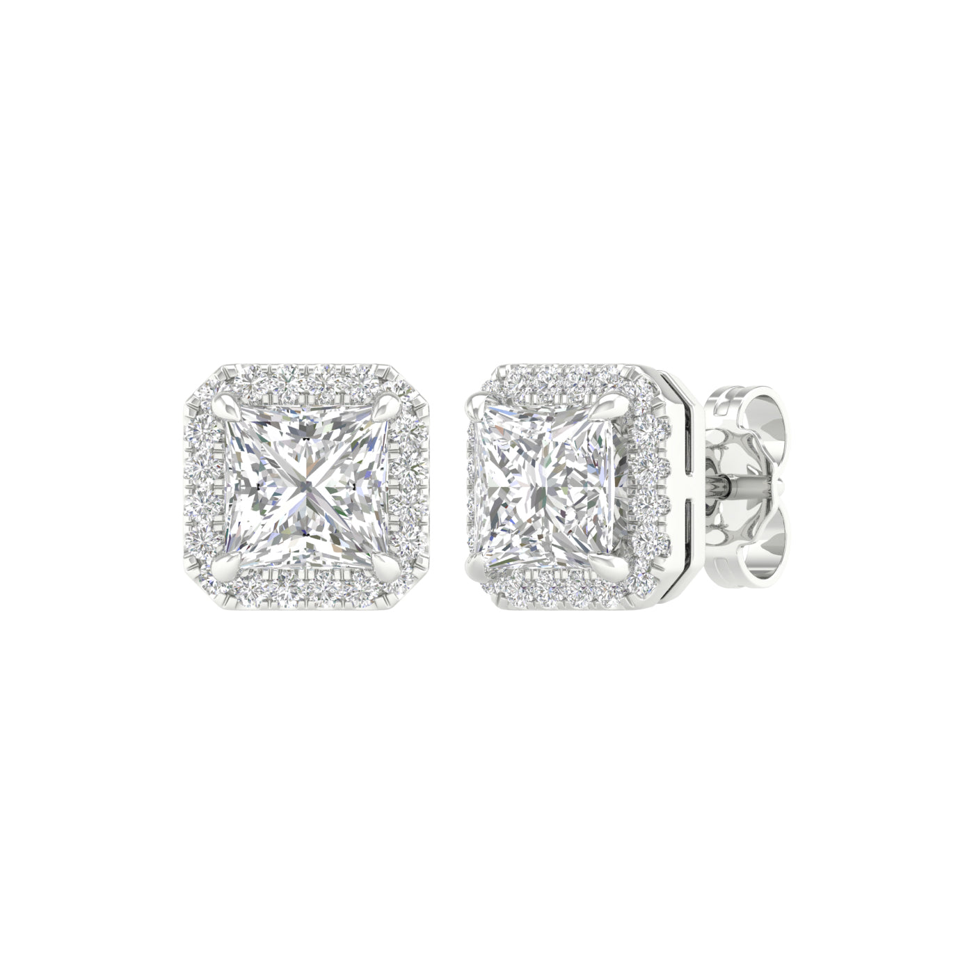 Halo Stud Earrings (Princess)