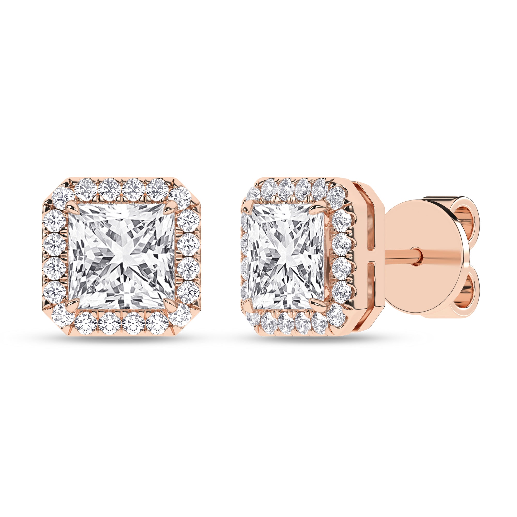 Halo Stud Earrings (Princess)