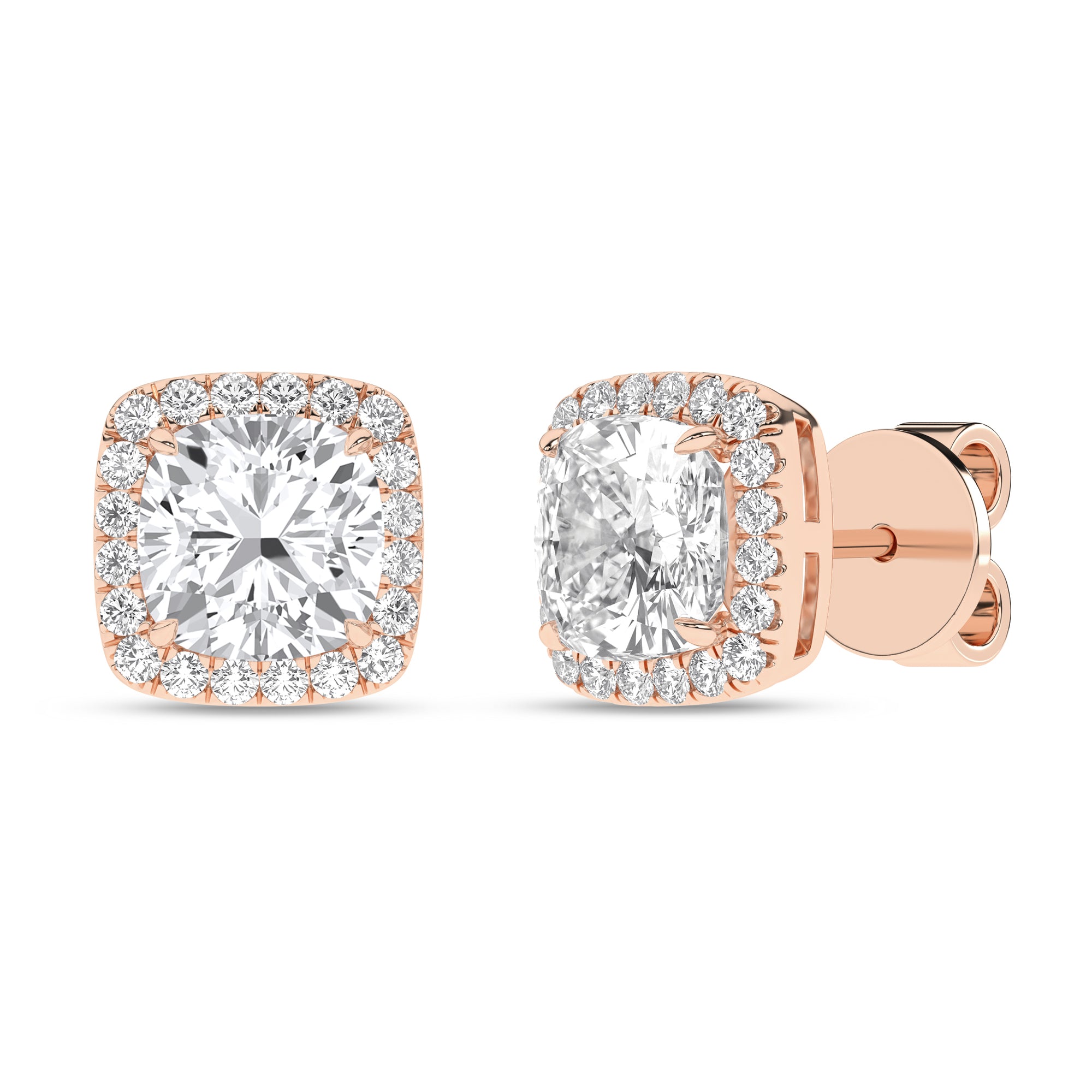 Halo Stud Earrings (Cushion)