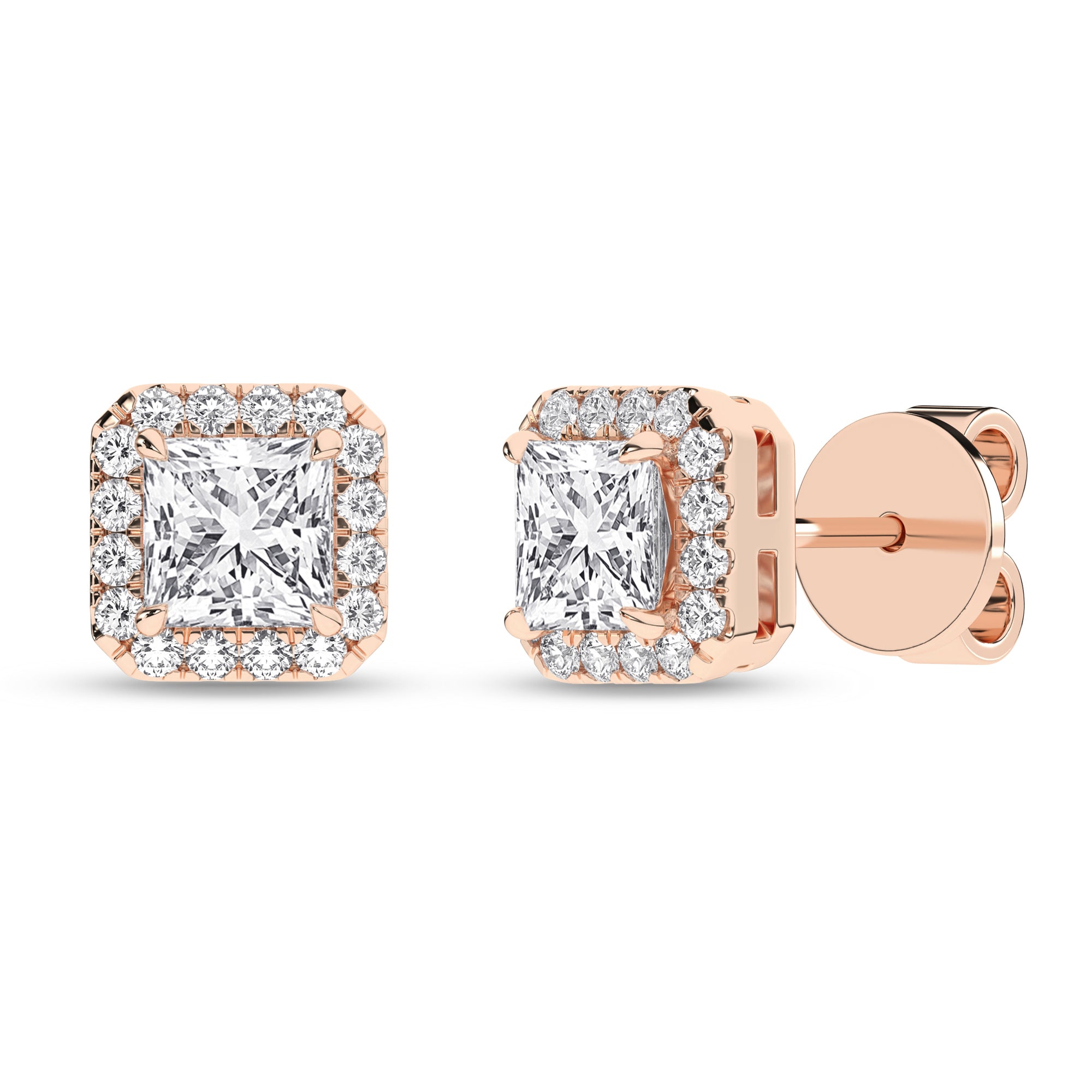 Halo Stud Earrings (Princess)