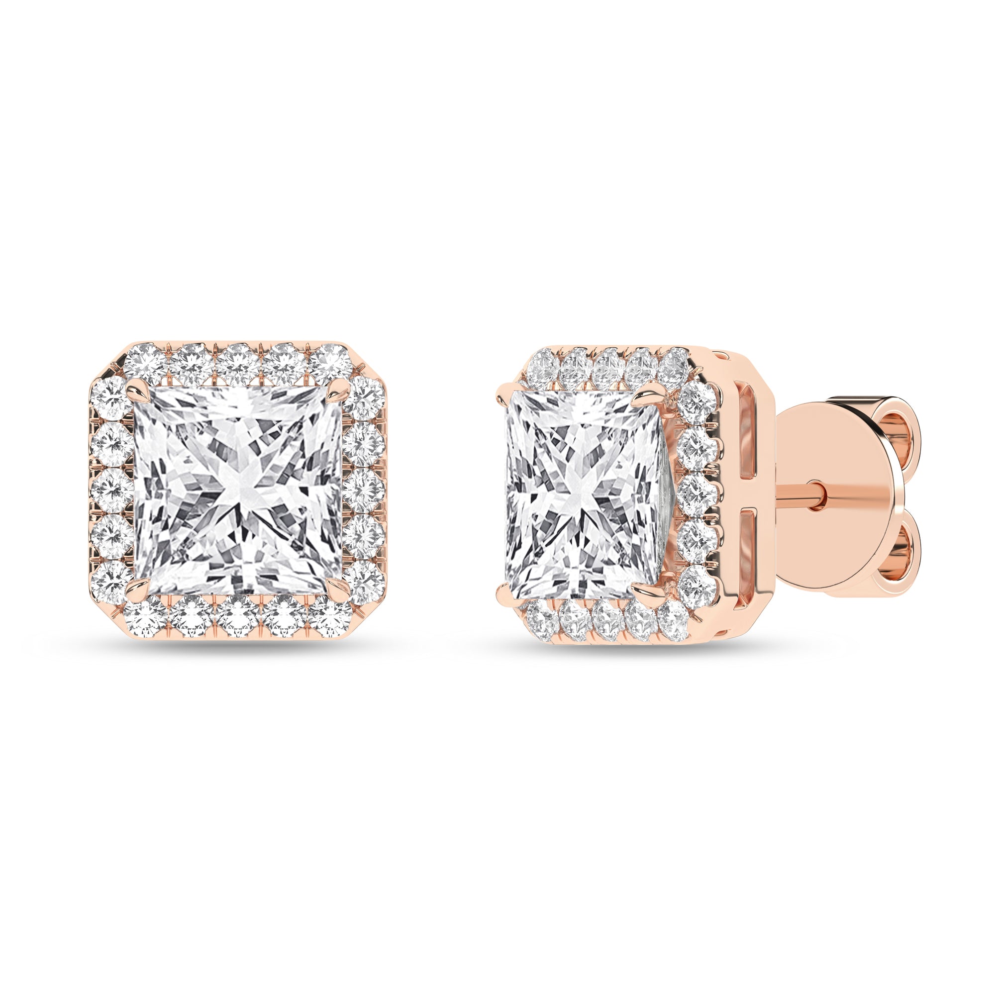 Halo Stud Earrings (Princess)