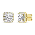 Halo Stud Earrings (Princess)