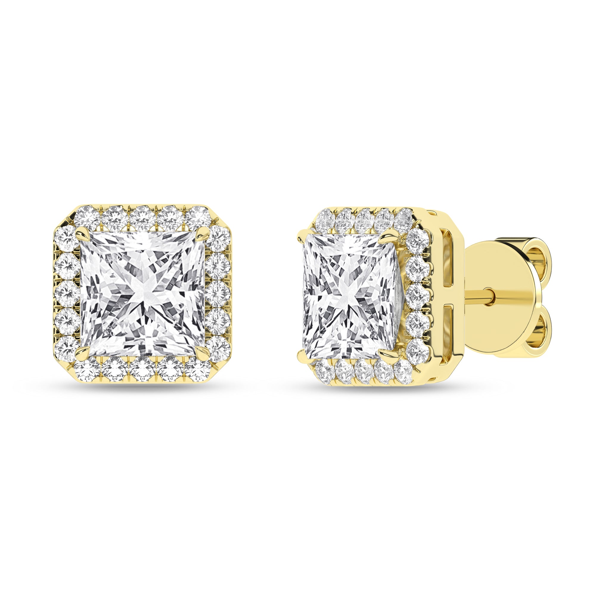 Halo Stud Earrings (Princess)