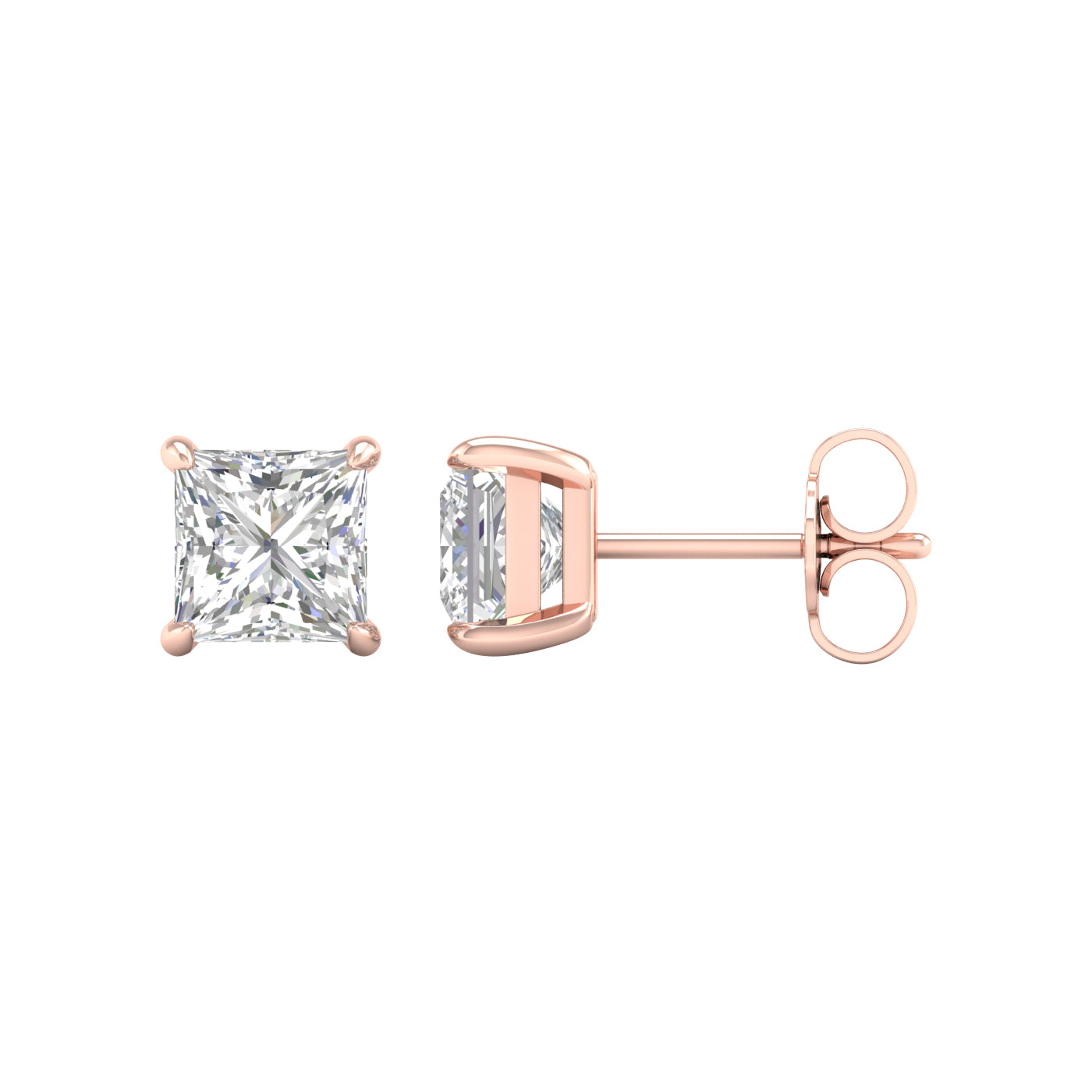 Solitaire Stud Earrings (Princess)