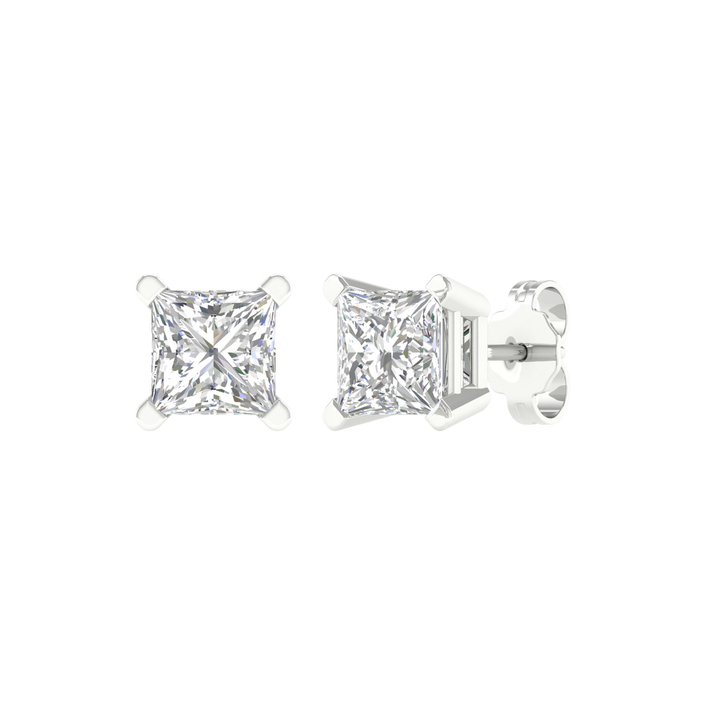 Solitaire Stud Earrings (Princess)