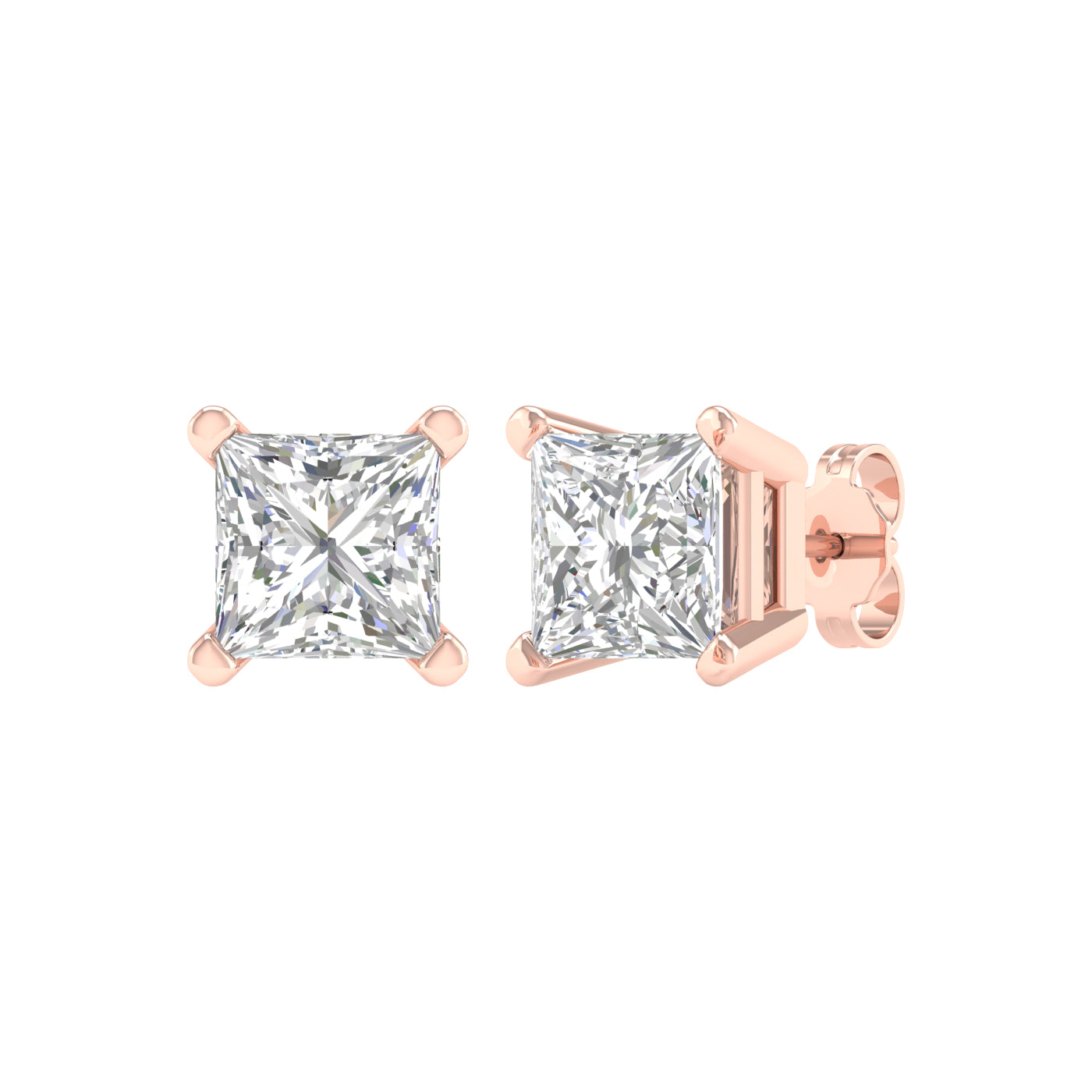 Solitaire Stud Earrings (Princess)