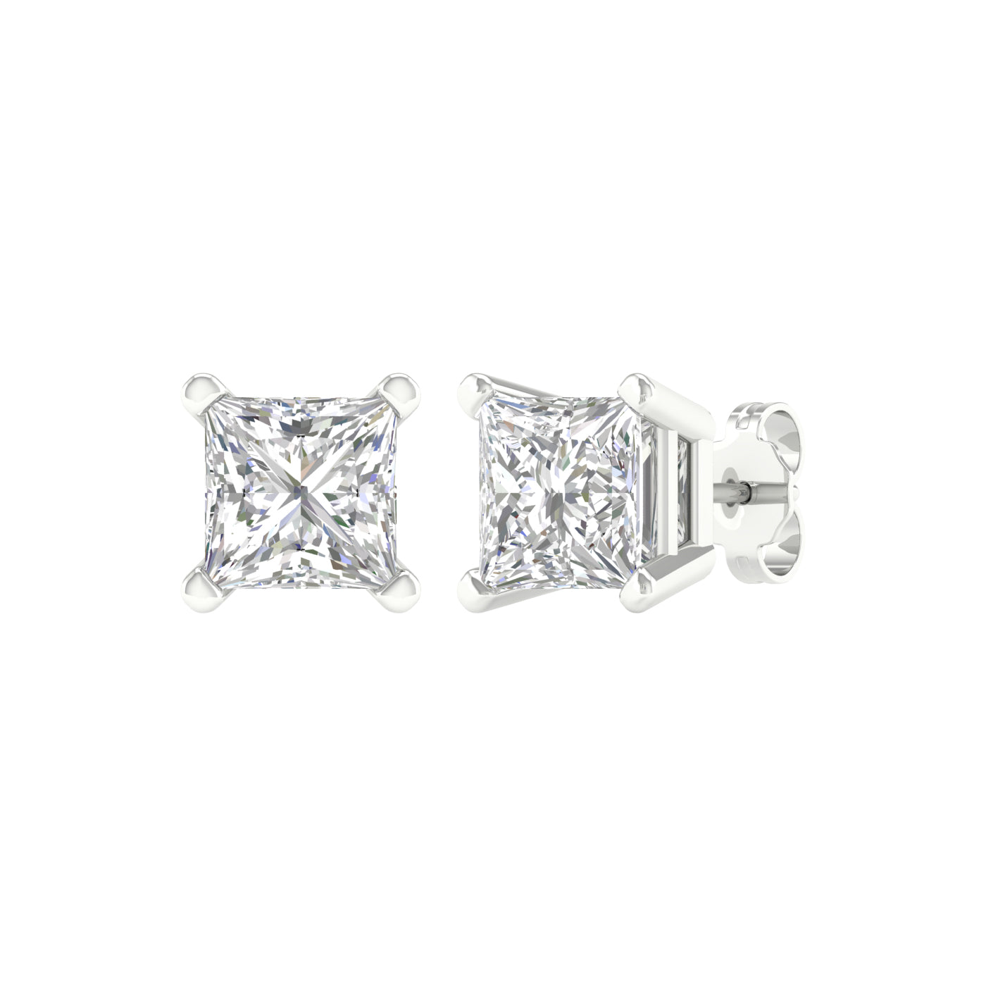 Solitaire Stud Earrings (Princess)