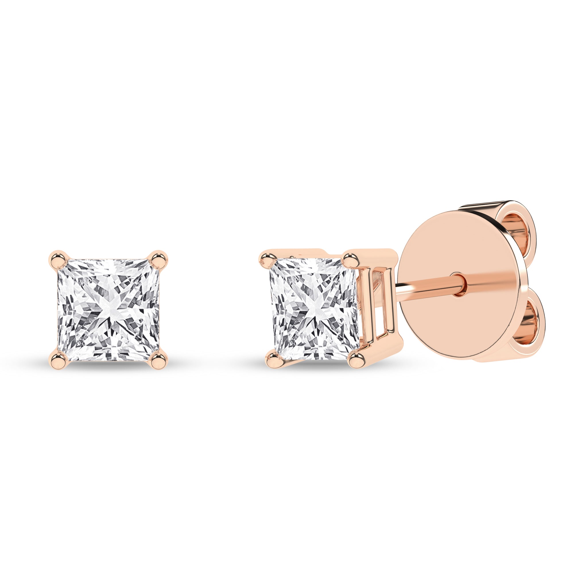 Solitaire Stud Earrings (Princess)