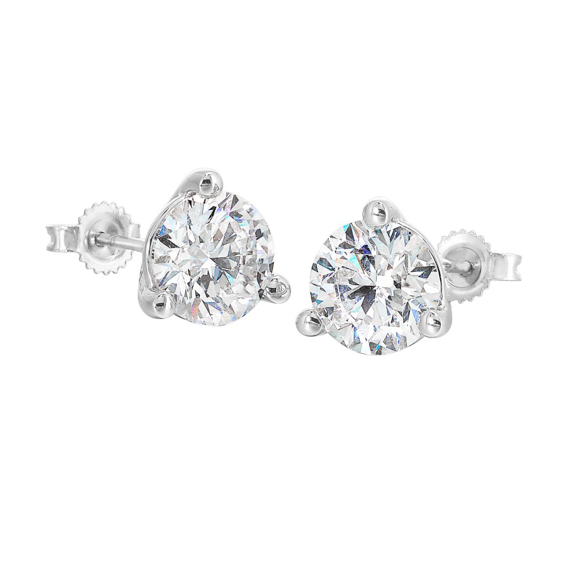 14k White Gold 4CTW Round Lab Grown Diamond Stud Earrings