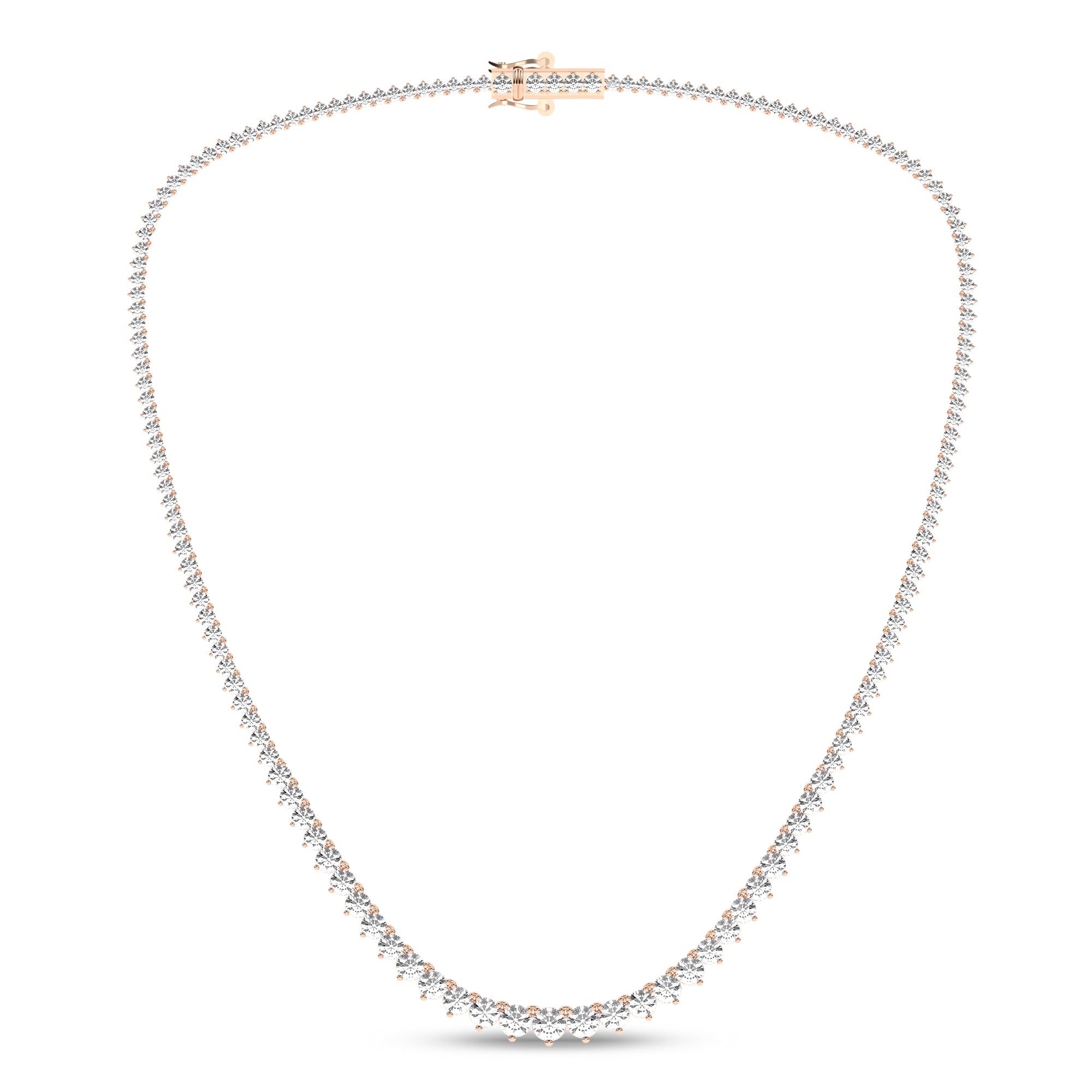 3-Prong Graduated Riviera Necklace (Round)