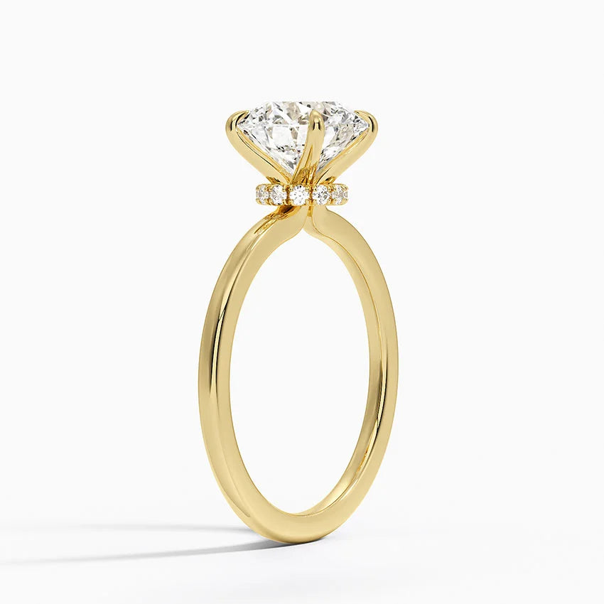 The Solitaire Elegance Yellow Gold Engagement Ring with Hidden Halo - Lab Grown 3.5ctw *IGI Certified*