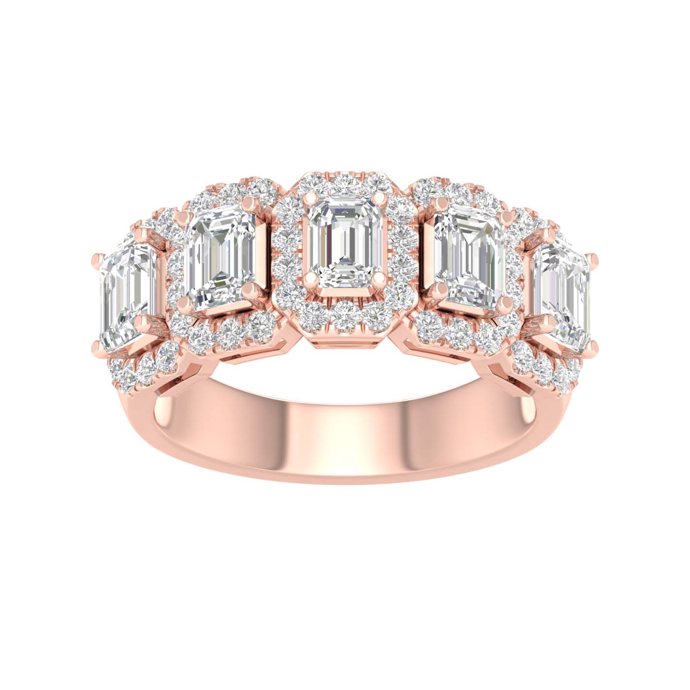 Elegant 5-Stone Halo Ring (Emerald)