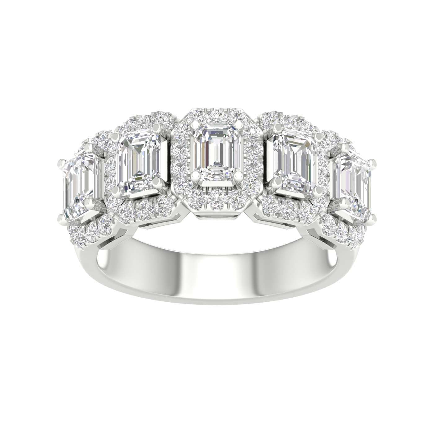 Elegant 5-Stone Halo Ring (Emerald)