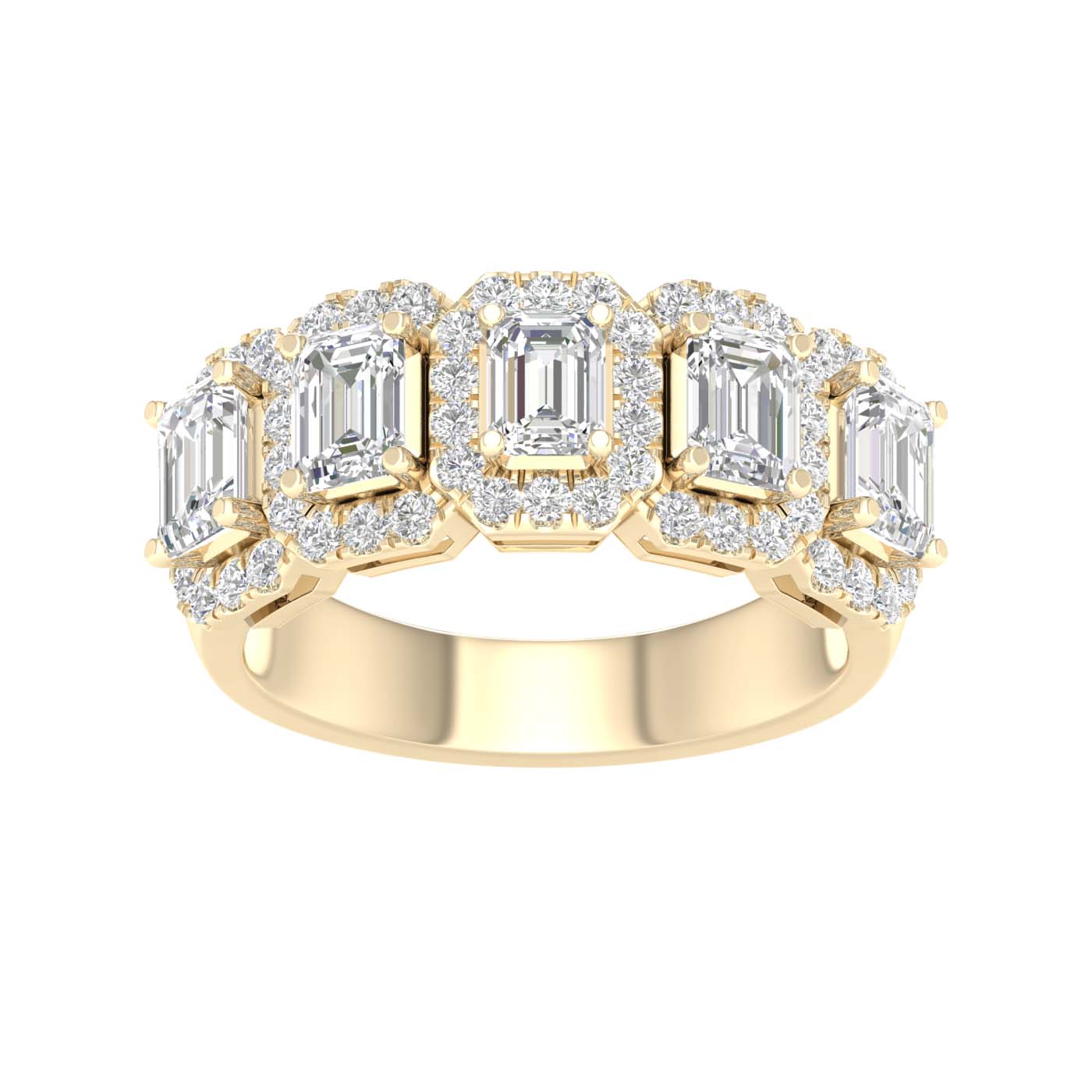 Elegant 5-Stone Halo Ring (Emerald)