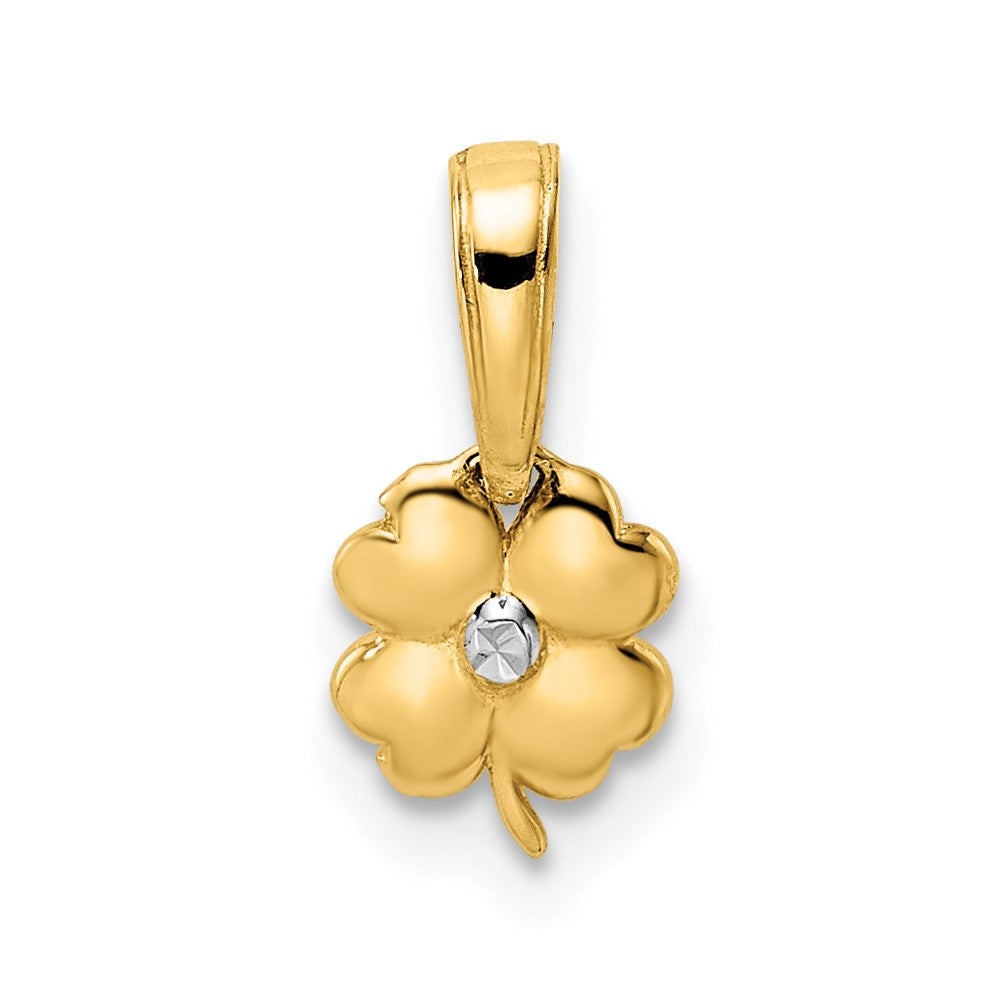 Iridescent Shore 14k & White Rhodium D/C 4 Leaf Clover Pendant