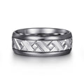 Mens Alternative 8mm Round Tantalum and 14K White Gold Band